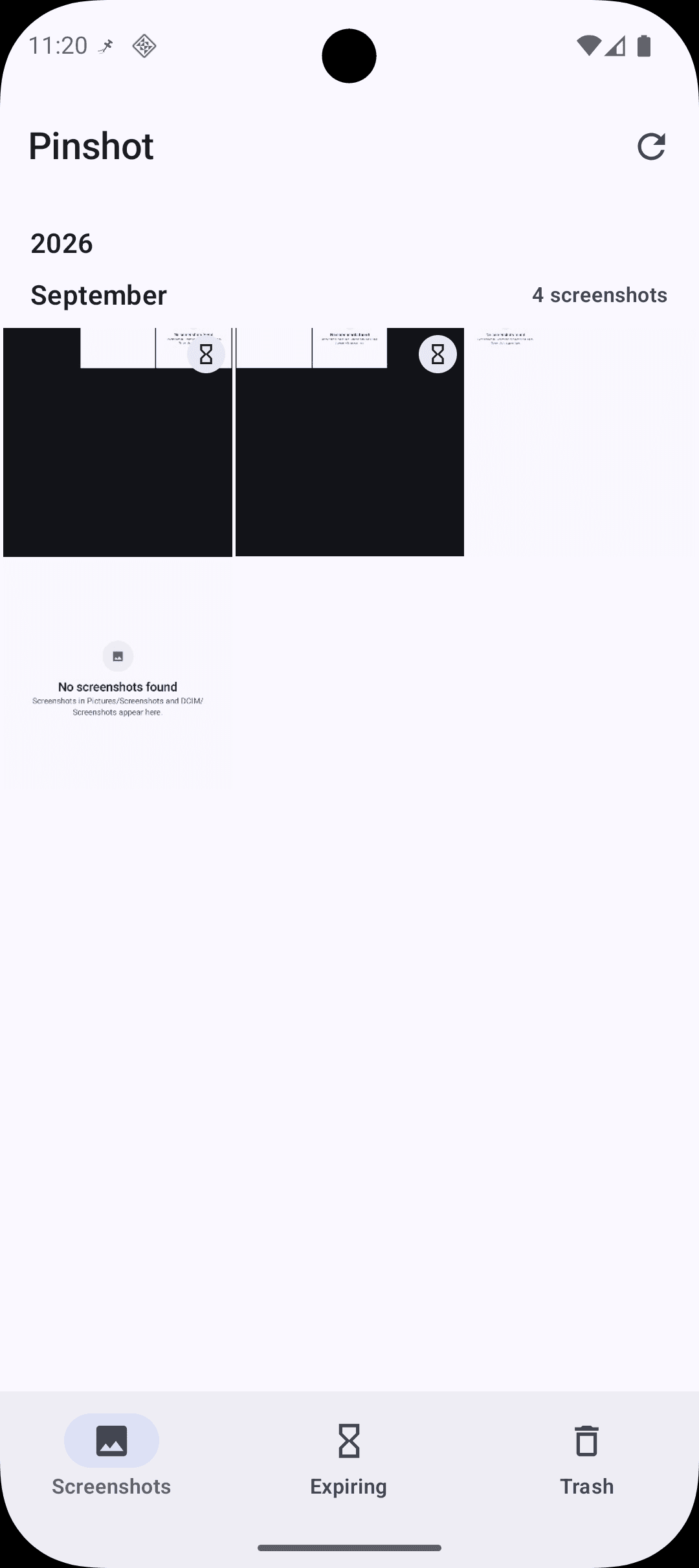 Pinshot gallery screen in light mode